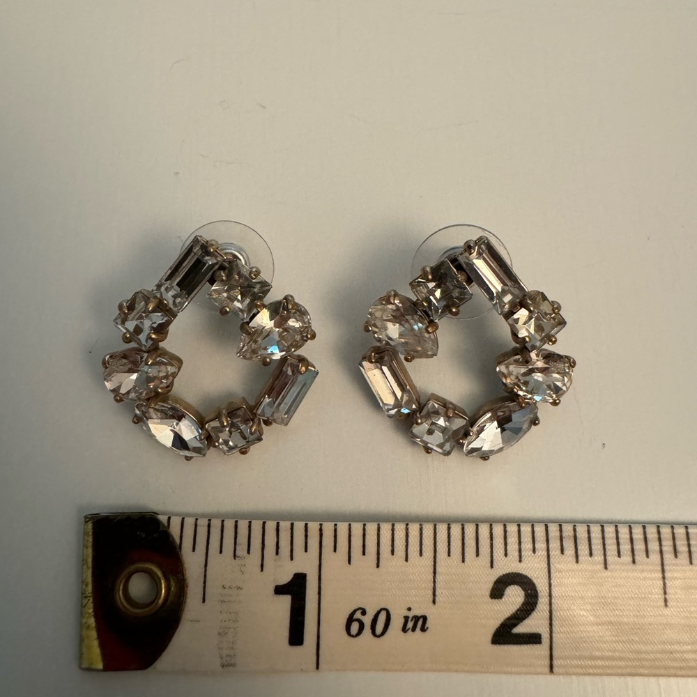 Nwot J.Crew Rhinestone Circle Statement Earrings - image 4